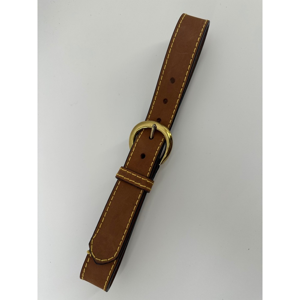 Brown Oil Tanned‎ Steerhide Leather Belt Brass Horseshoe Buckle 1 Inch Wide